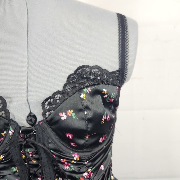 For Love & Lemons X Victoria’s Secret Pansy Flora Mini Corset Dress Black Small - Picture 8 of 16